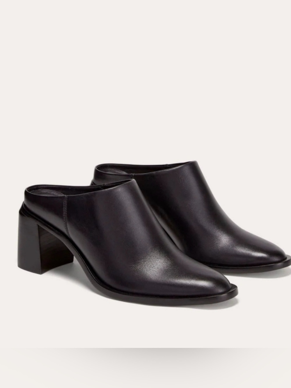 Everlane Black Leather Block Heel Mules size 7.5